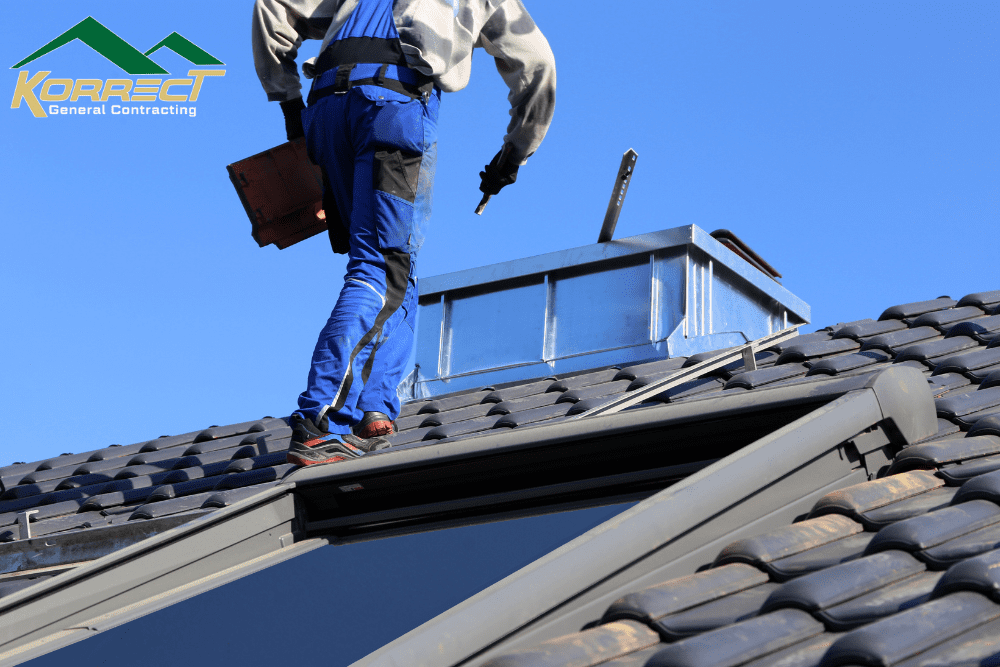 Korrect General Contracting professional inspects roof in Fort Worth, ensuring durability and safety before storm season.