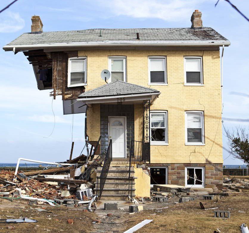 Home destroyed in storm.