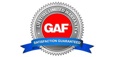 A silver and blue seal with "GAF" in the center, labeled "Lifetime Limited Warranty" and "Satisfaction Guaranteed," represents quality assurance for Fort Worth roofing services.| Korrect General Contracting Fort Worth TX