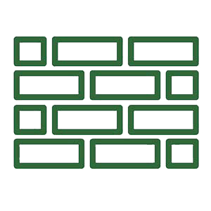 A pattern of green rectangular bricks stacked in a staggered layout, symbolizing a wall. This design represents strength and stability, key elements in foundation repair and construction services offered by a DFW contractor.| Korrect General Contracting Fort Worth TX