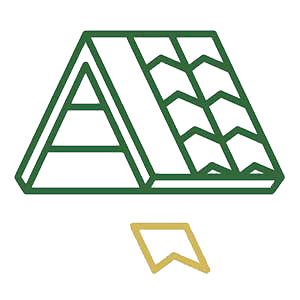 Illustration of a green outlined roof with shingles and a small yellow flag below, symbolizing Fort Worth roofing services.| Korrect General Contracting Fort Worth TX
